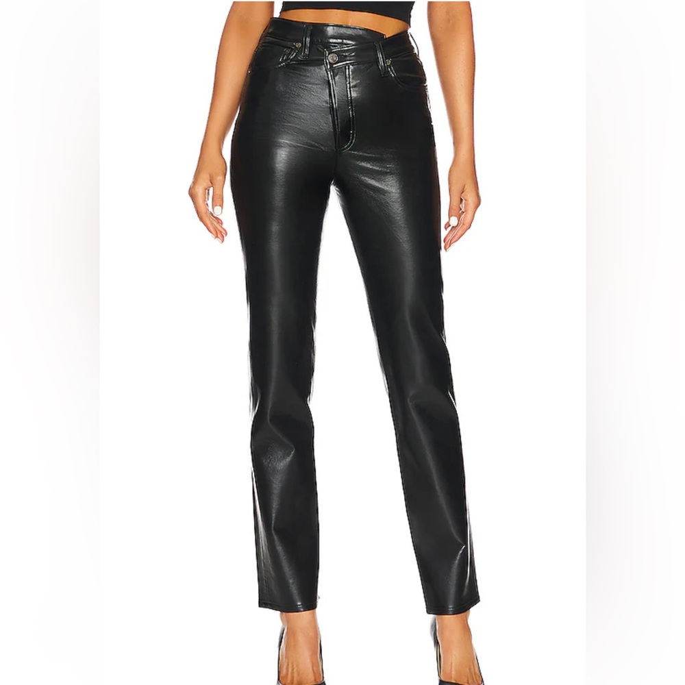 Agolde NWT Criss Cross Straight Recycled leather pants